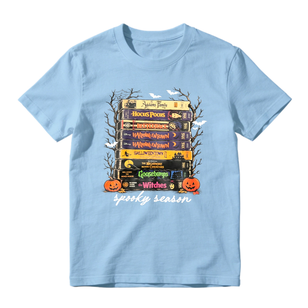 Spooky Season Halloween Movie Books Stack Unisex Classic T-shirt
