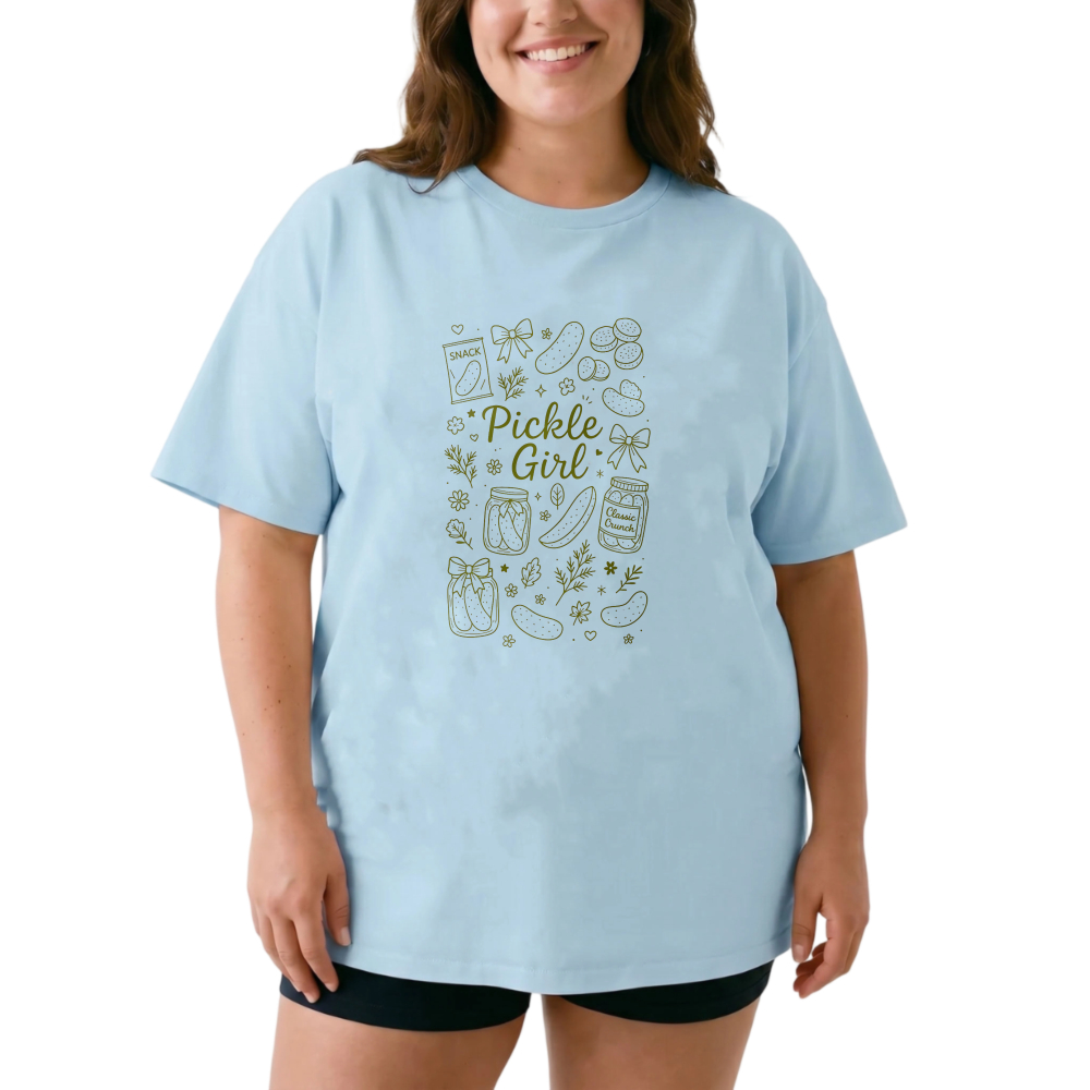 Pickle Girl Jar Cucumber Spice Bottle tshirt 100% cotton