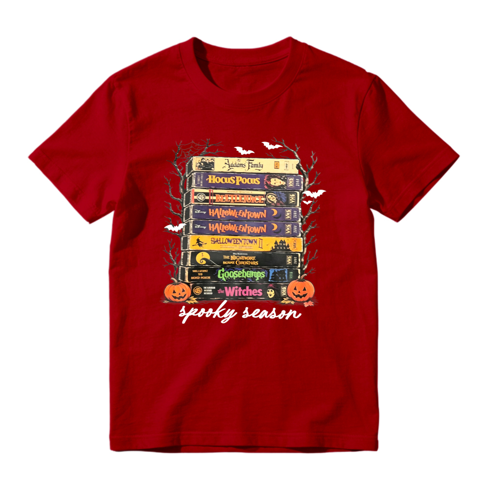 Spooky Season Halloween Movie Books Stack Unisex Classic T-shirt