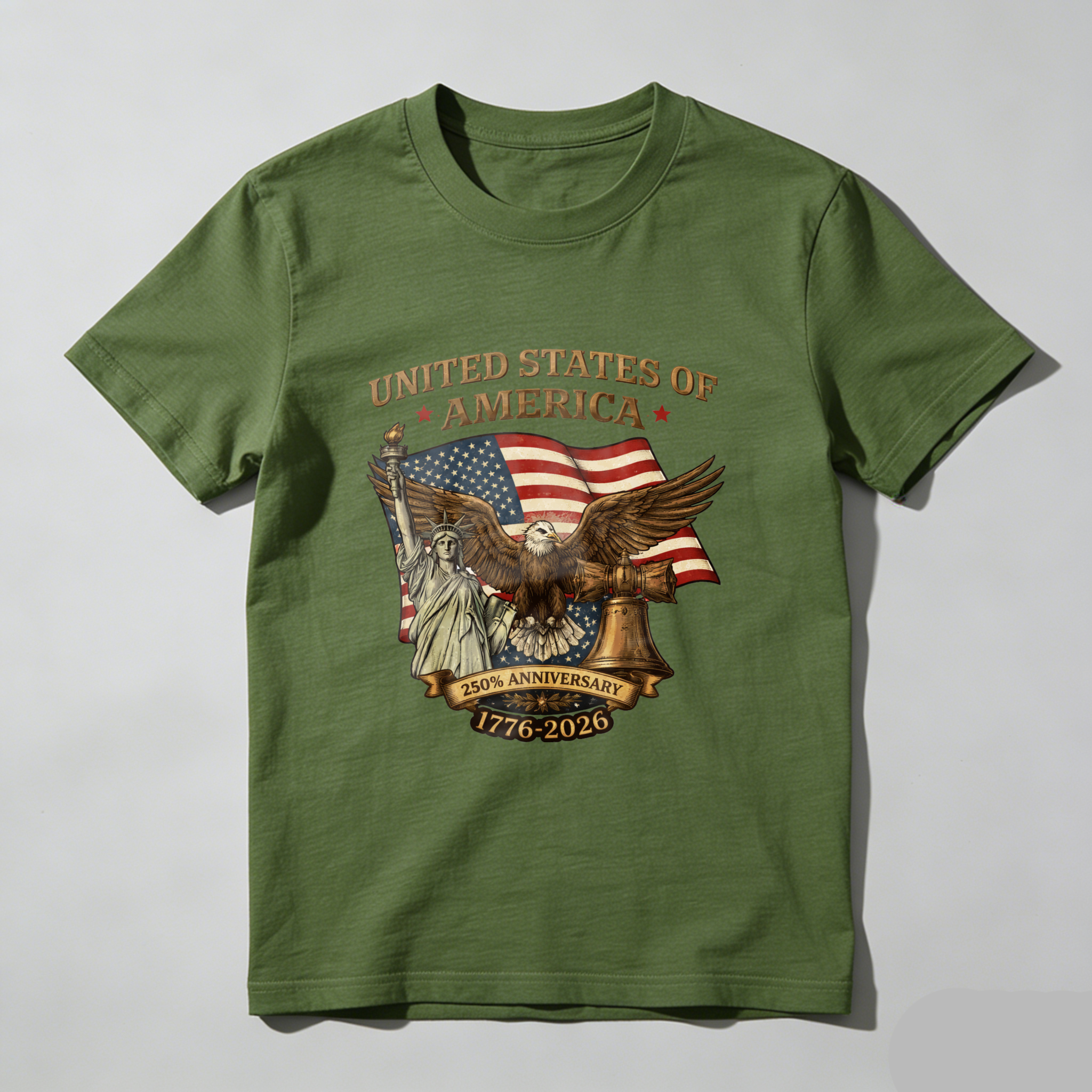 United States Of America 250th Anniversary 1776 2026 Eagle And Flag Patriotic T-Shirt