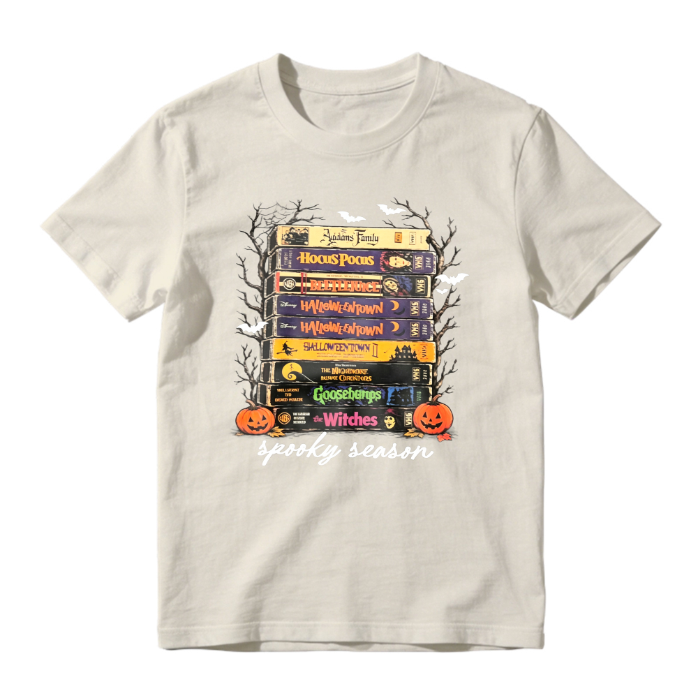 Spooky Season Halloween Movie Books Stack Unisex Classic T-shirt