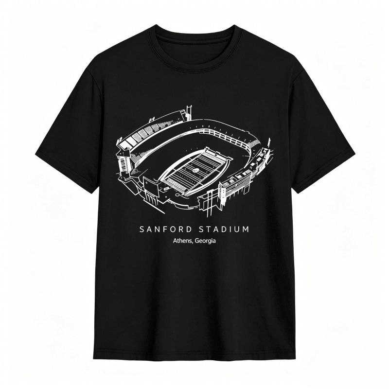 Sanford Stadium Athens Georgia Architectural Sketch T-shirt