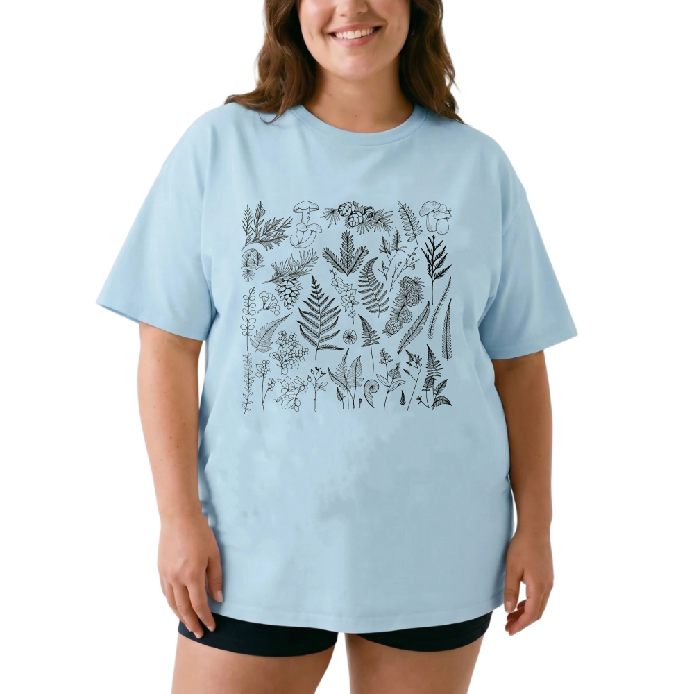 Botanical Plant Sketches Nature Design tshirt 100% cotton