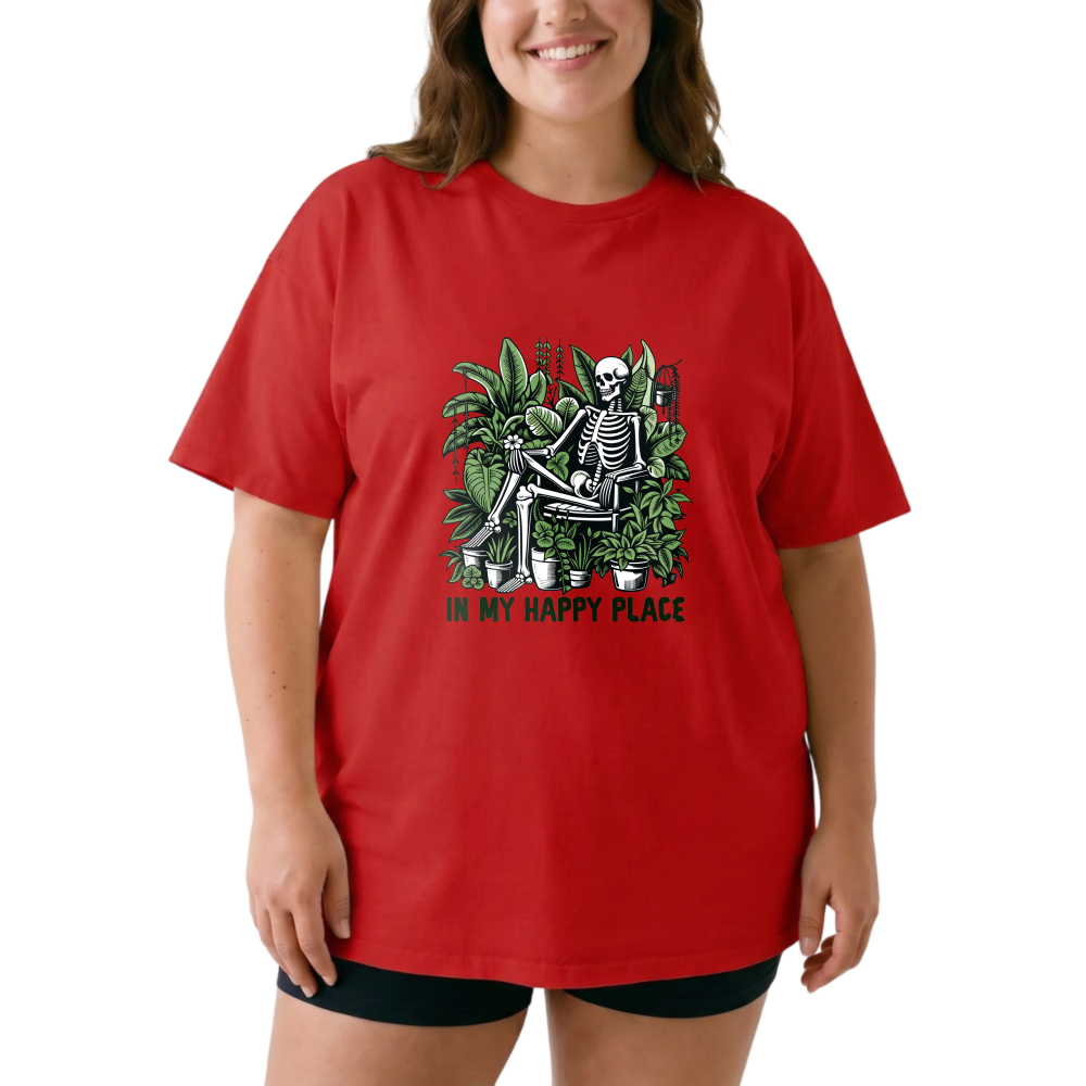 Skeleton Gardening With Plants And Tools tshirt 100% cotton