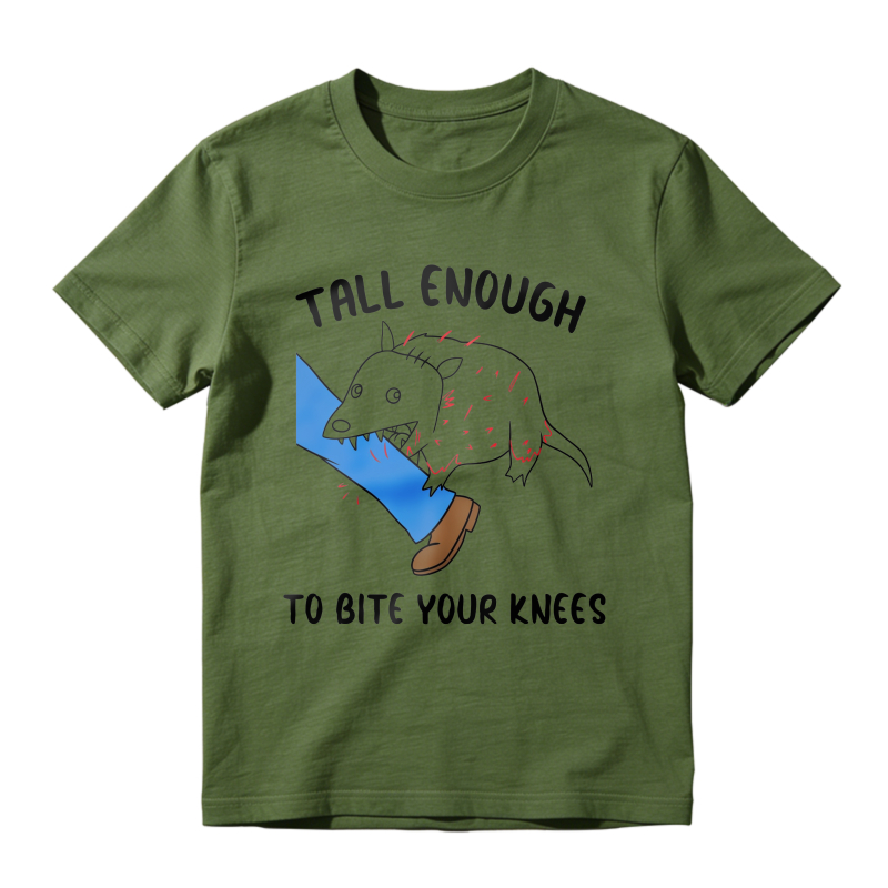 Tall Enough To Bite Your Knees Funny Opossum Graphic T-shirt
