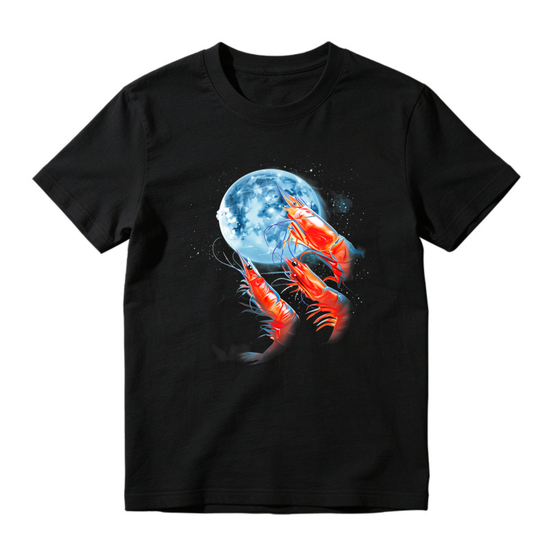 Red Lobsters And Blue Moon Space Art Unisex Classic T-shirt