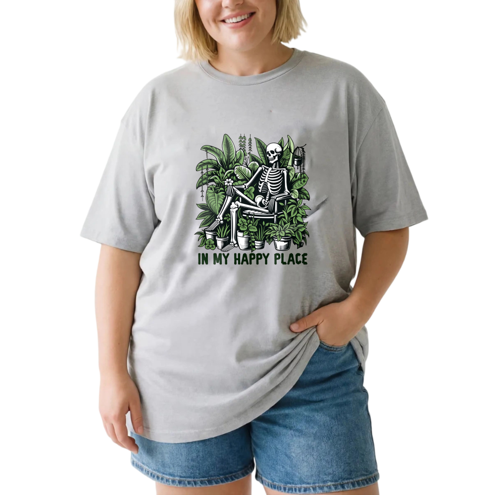 Skeleton Gardening With Plants And Tools tshirt 100% cotton
