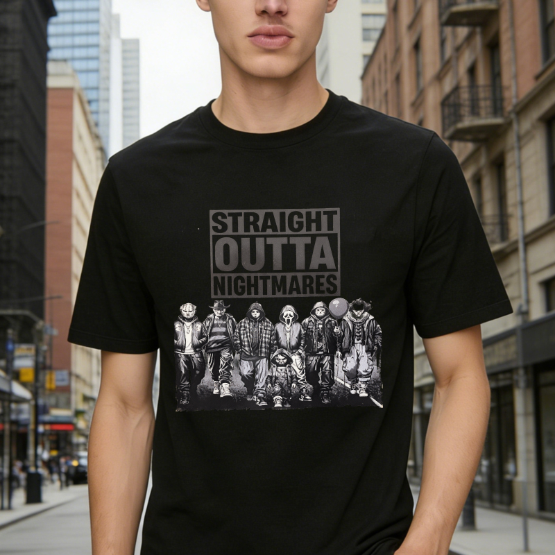 Straight Outta Nightmares Horror Movie Characters Graphic Unisex Classic T-shirt