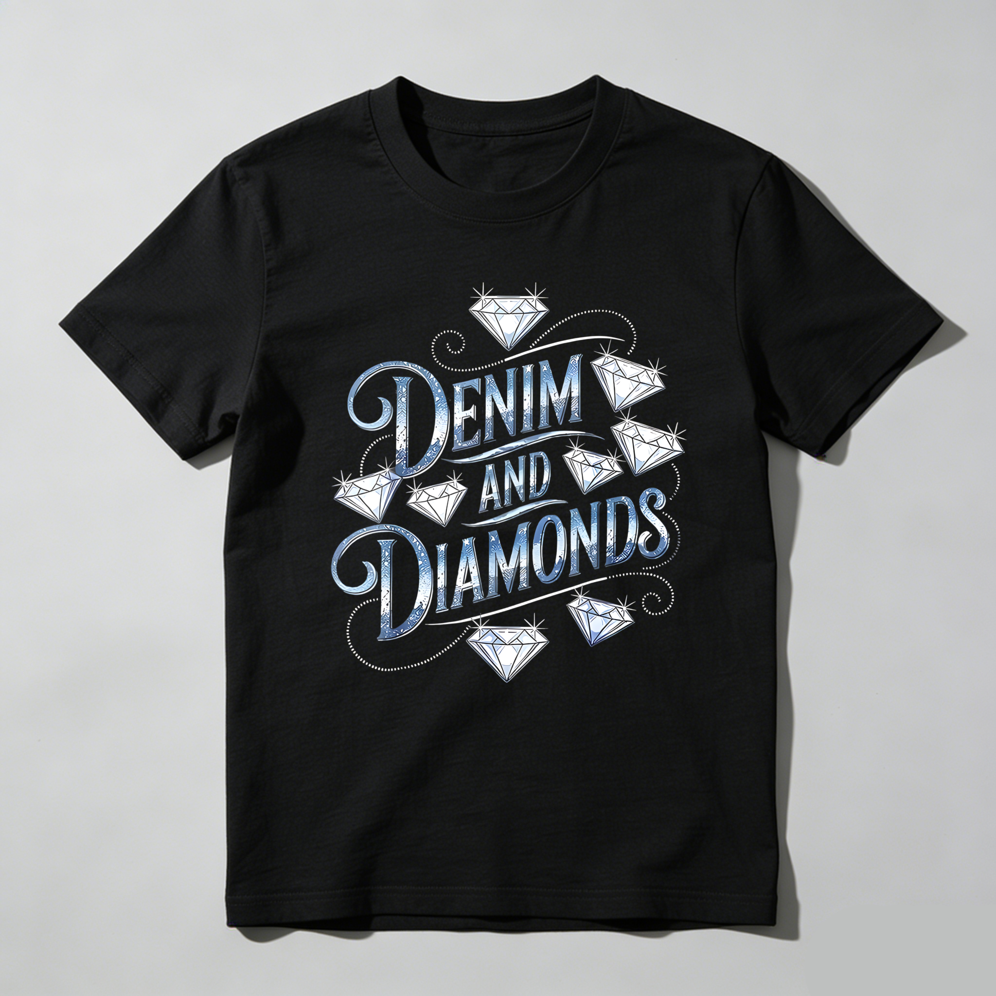 Denim And Diamonds Graphic Design T-shirt