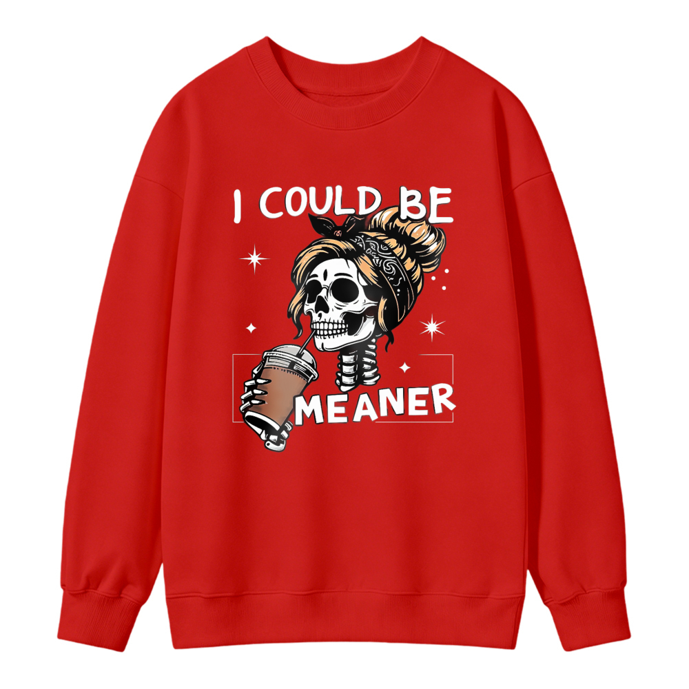 Skeleton Holding Coffee Cup Design Unisex Crewneck Classic Sweatshirt