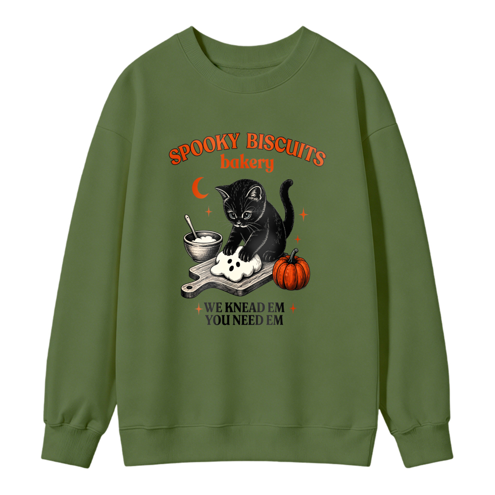 Spooky Biscuits Bakery Cat Design Unisex Crewneck Classic Sweatshirt
