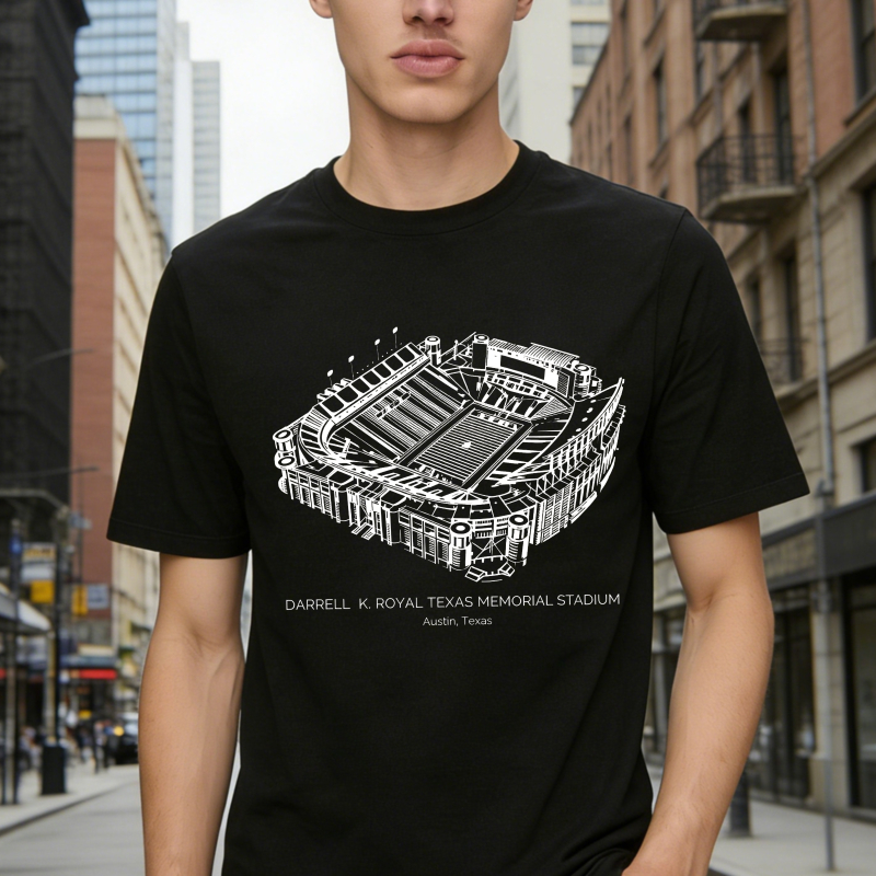 Darrell K Royal Texas Memorial Stadium Austin Texas Architectural Sketch T-shirt