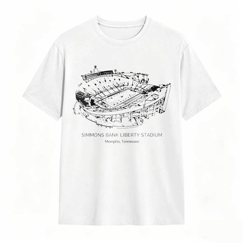 Simmons Bank Liberty Stadium Memphis Tennessee Architectural Blueprint Design T-shirt