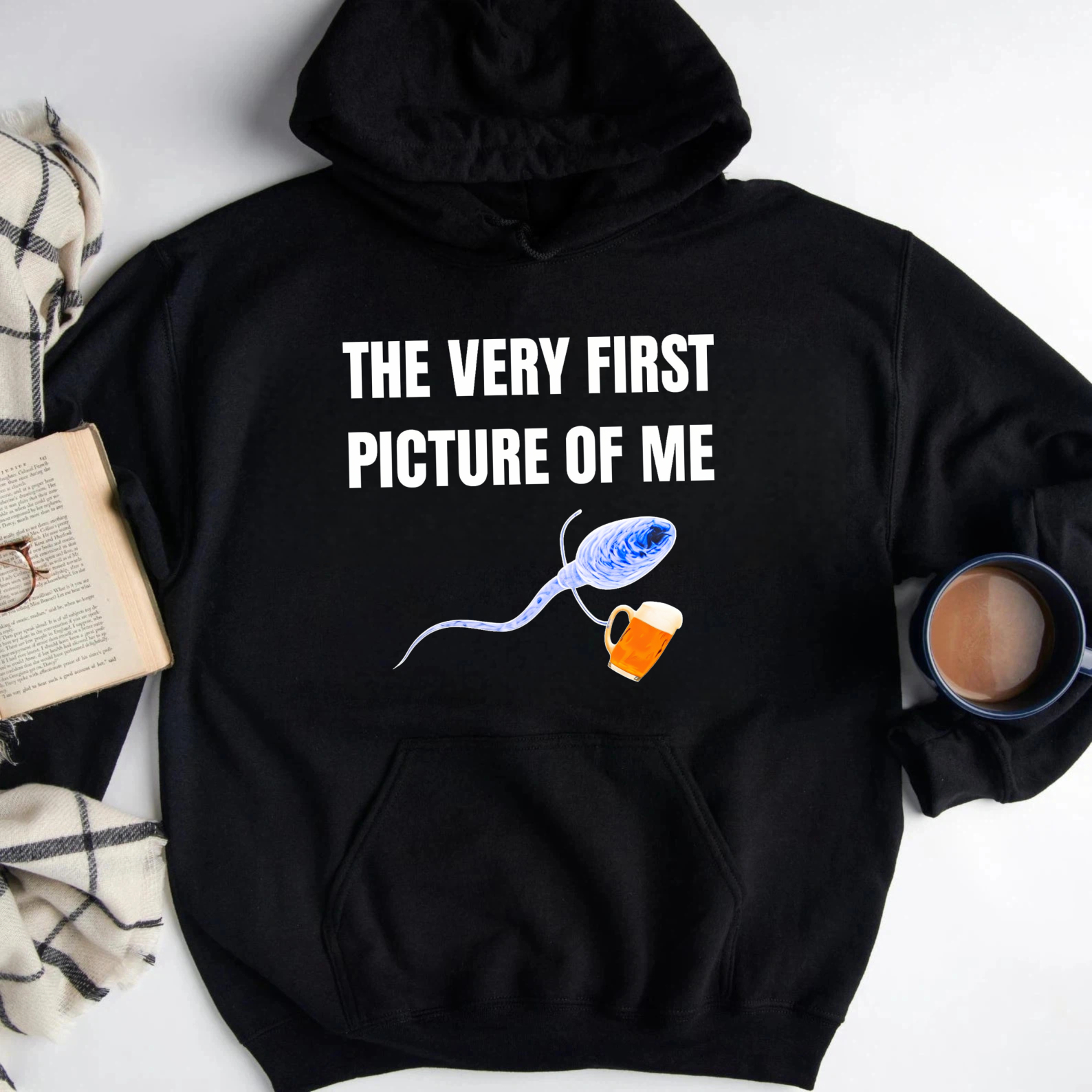 The Very First Picture Of Me Sperm Holding Beer Funny Graphic Sweatshirt