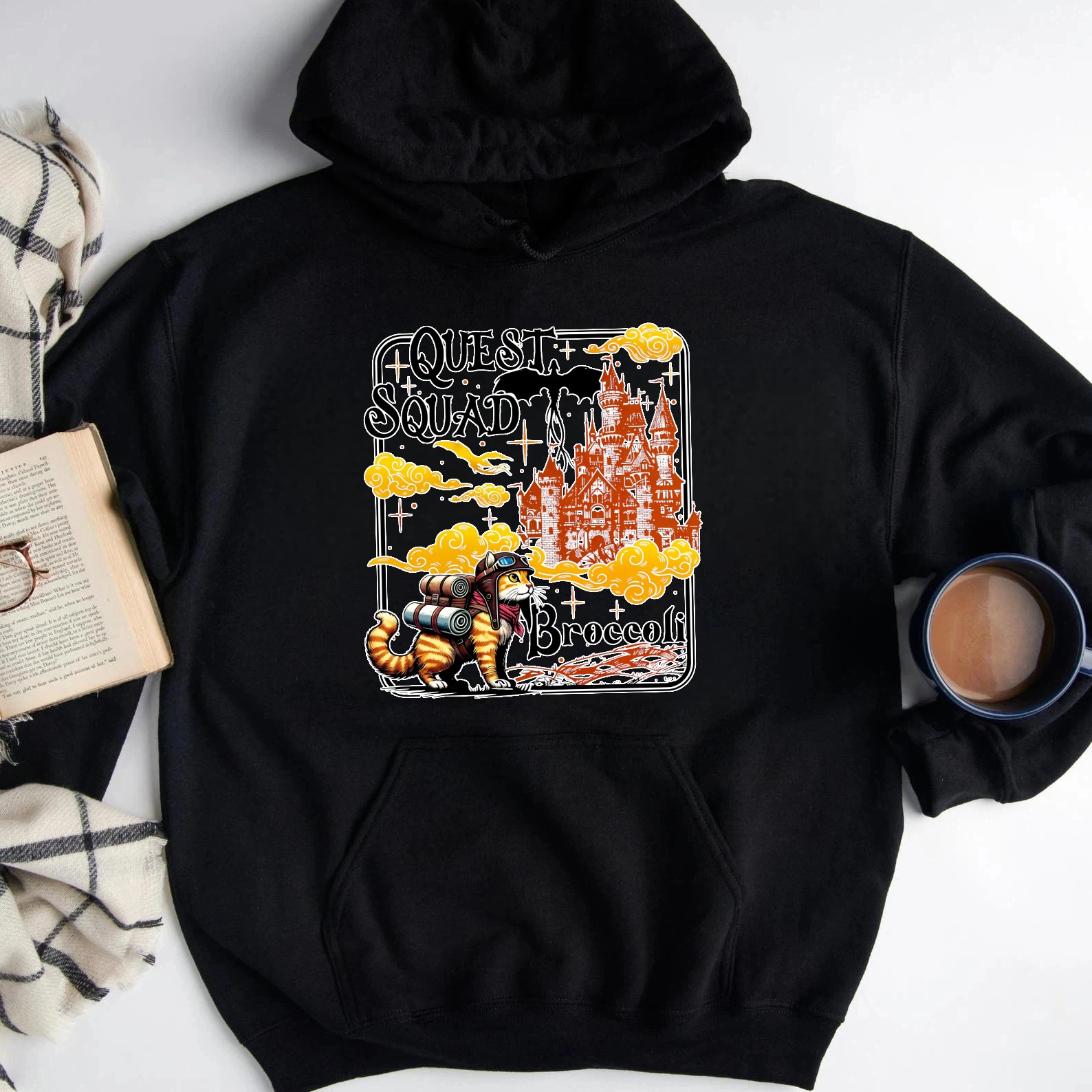 Quest Squad Broccoli Fantasy Castle Dragon Graphic Sweatshirt