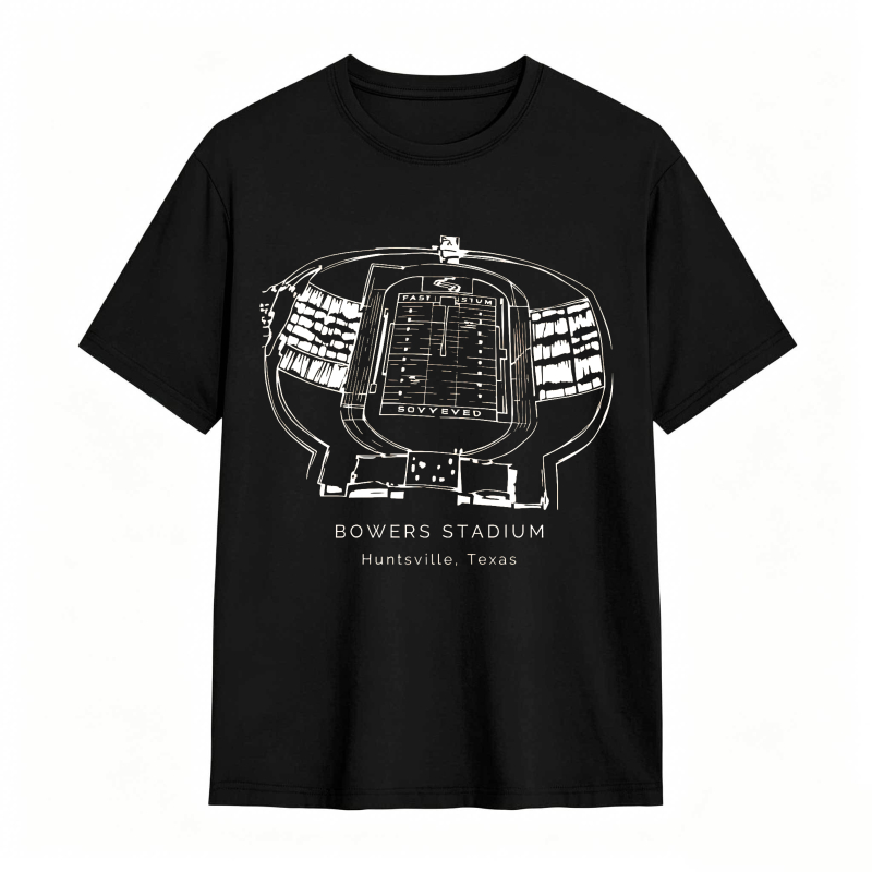Bowers Stadium Huntsville Texas Map Design T-shirt