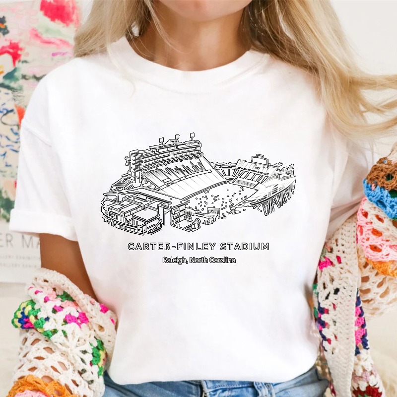 Carter Finley Stadium Raleigh North Carolina Stadium Line Art Design T-shirt