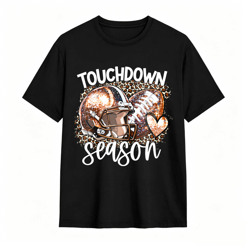 Touchdown Season Football Helmet And Ball With Leopard Print Design Unisex Classic T-shirt