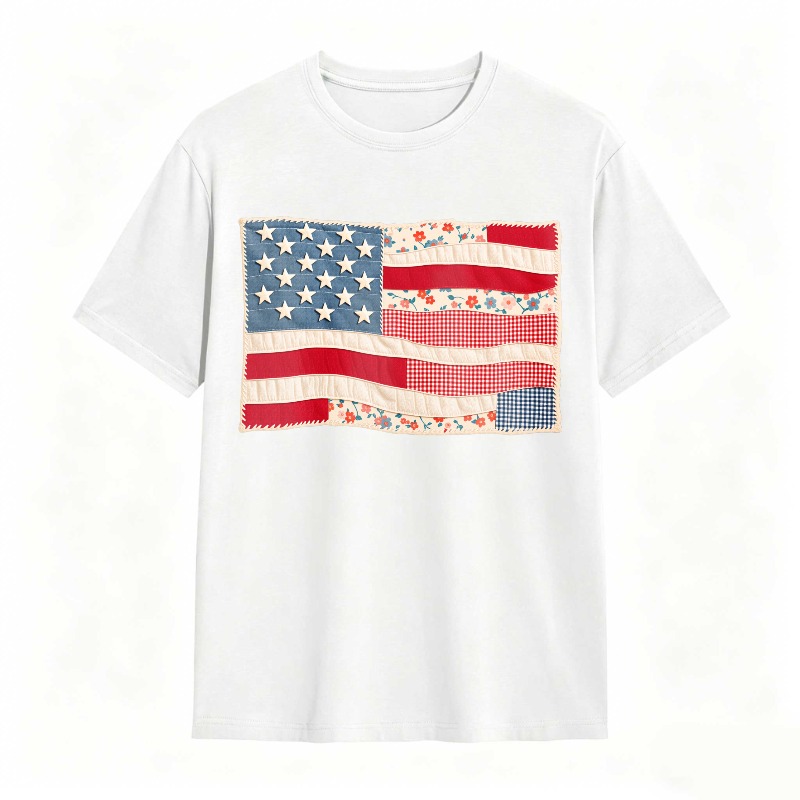 American Flag Patchwork Design Unisex Classic T-shirt