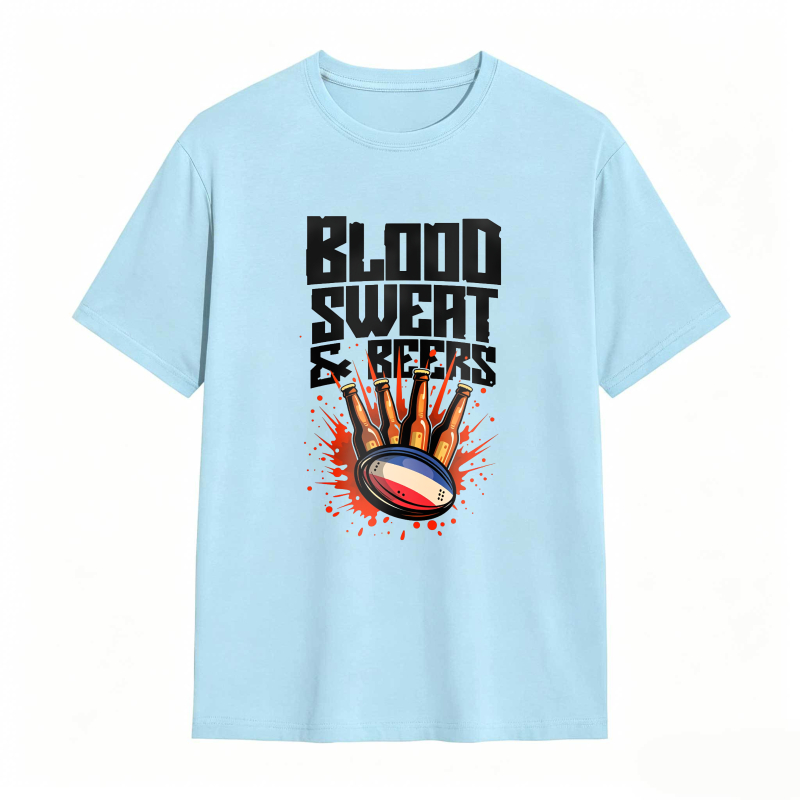 Blood Sweat And Beers Rugby Ball Hand Print Unisex Classic T-shirt