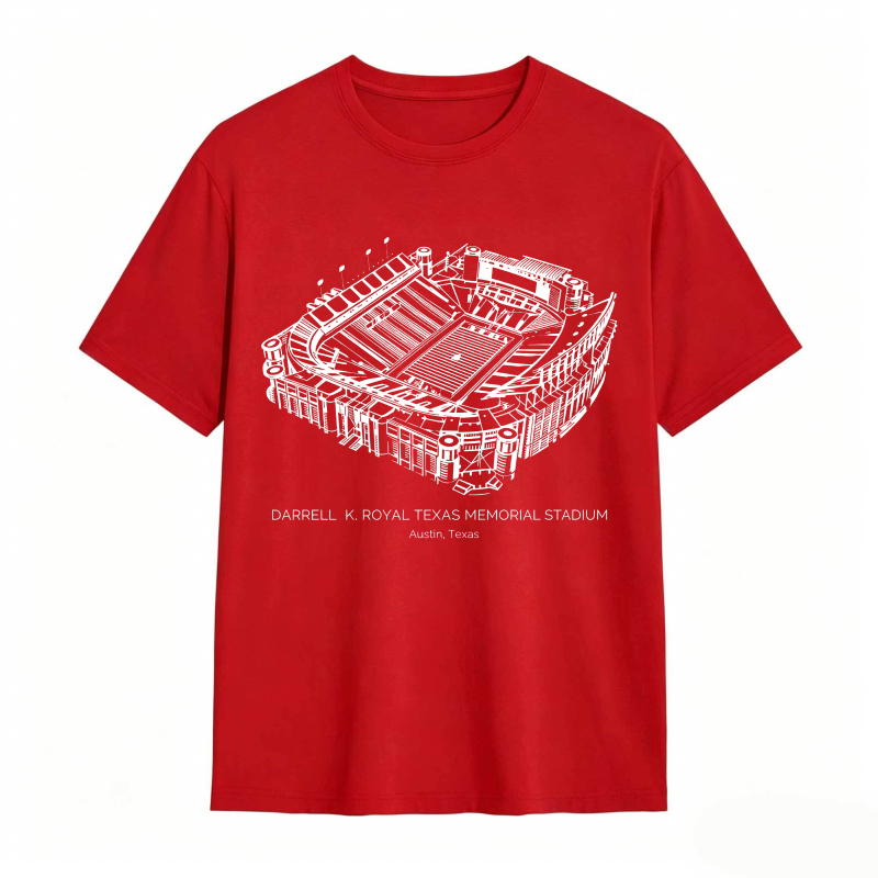 Darrell K Royal Texas Memorial Stadium Austin Texas Architectural Sketch T-shirt