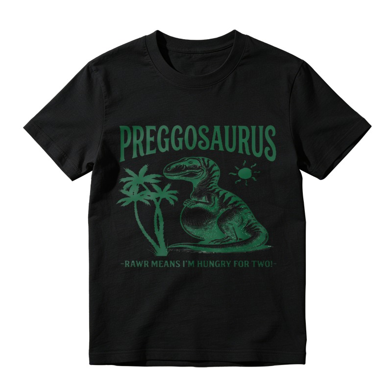 Preggosaurus Dinosaur With Palm Tree And Sun T-shirt