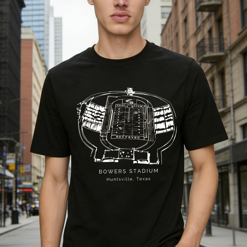 Bowers Stadium Huntsville Texas Map Design T-shirt