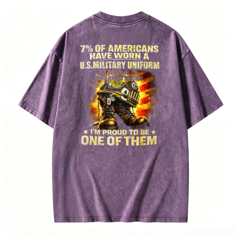 Proud American Military Veteran Service Graphic Washed Tee