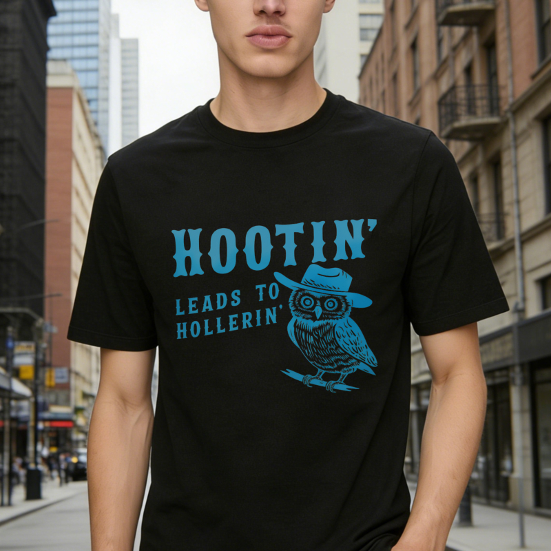 Hootin Leads To Hollerin Cowboy Owl Graphic Unisex Classic T-shirt
