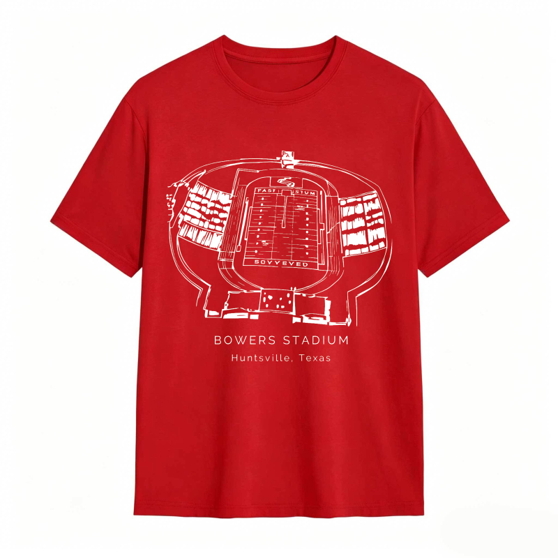 Bowers Stadium Huntsville Texas Map Design T-shirt