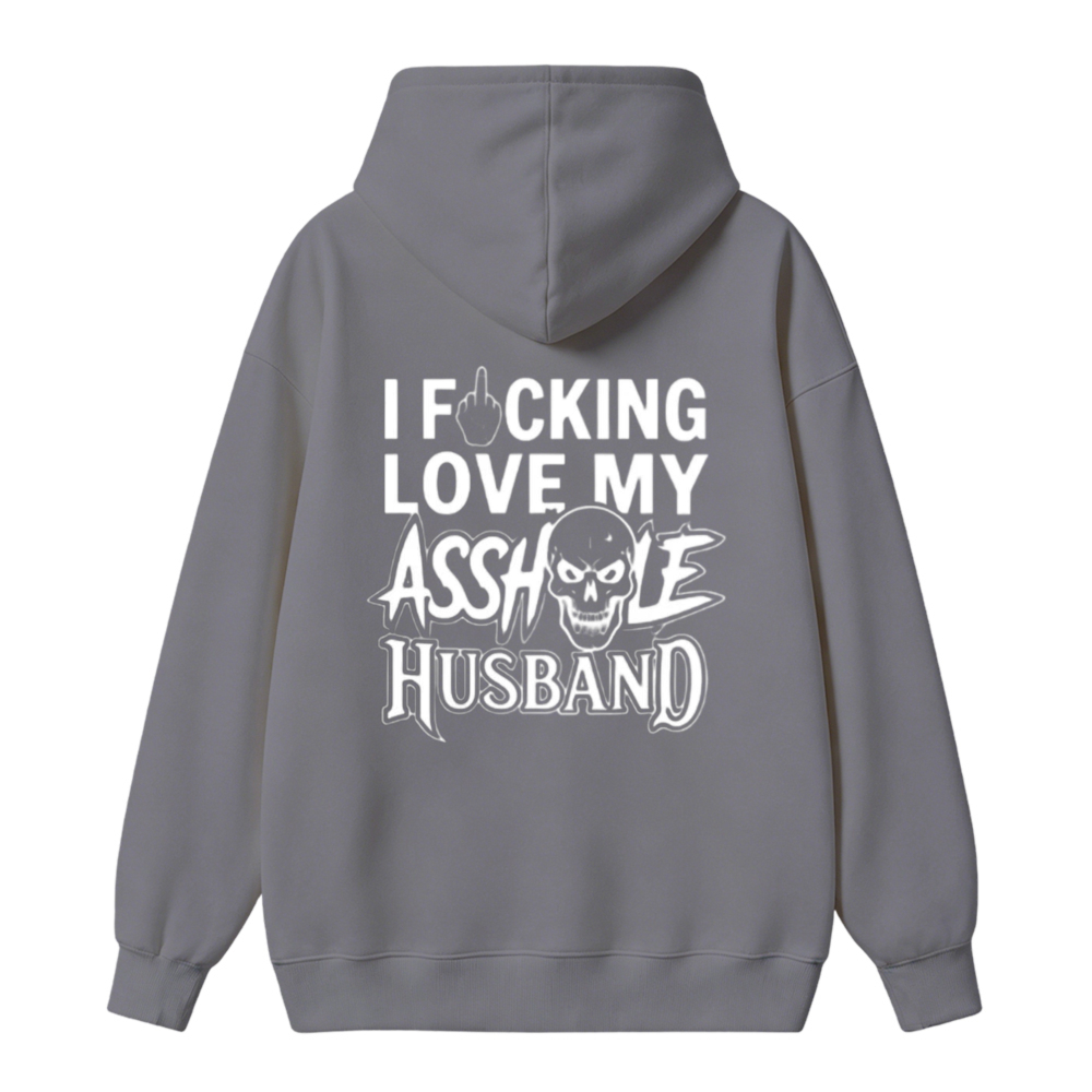 I Love My Asshole Husband Skull Graphic Unisex Classic Hoodie