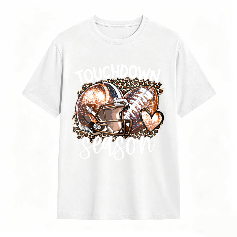 Touchdown Season Football Helmet And Ball With Leopard Print Design Unisex Classic T-shirt