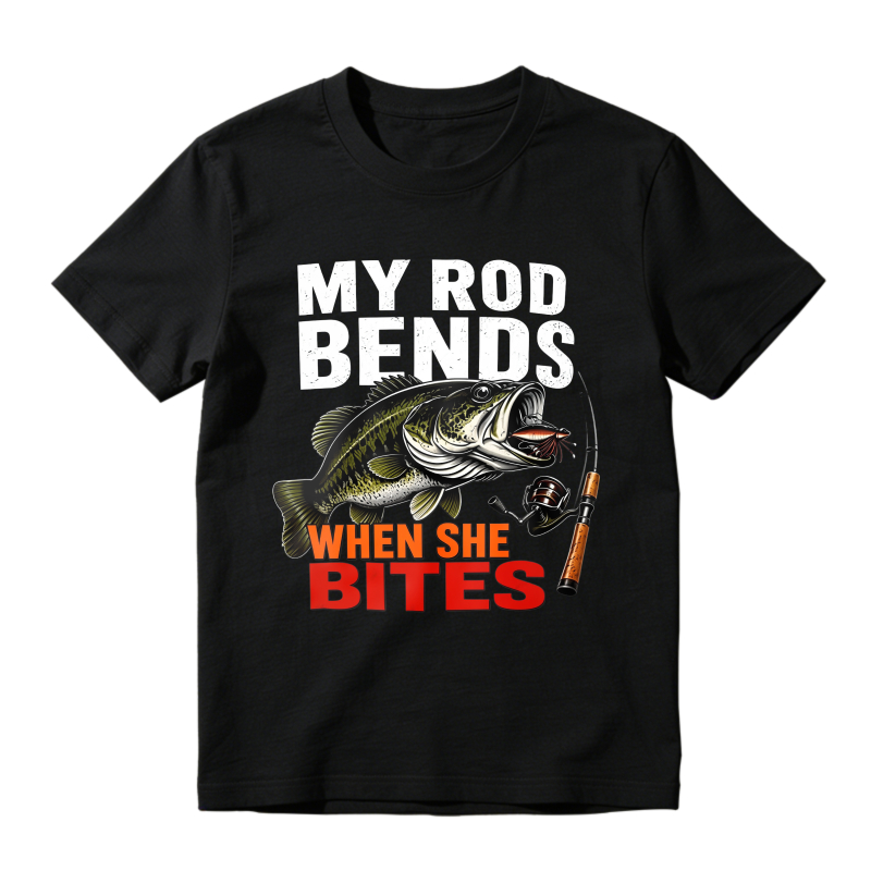 My Rod Bends When She Bass Fishing Graphic T-shirt