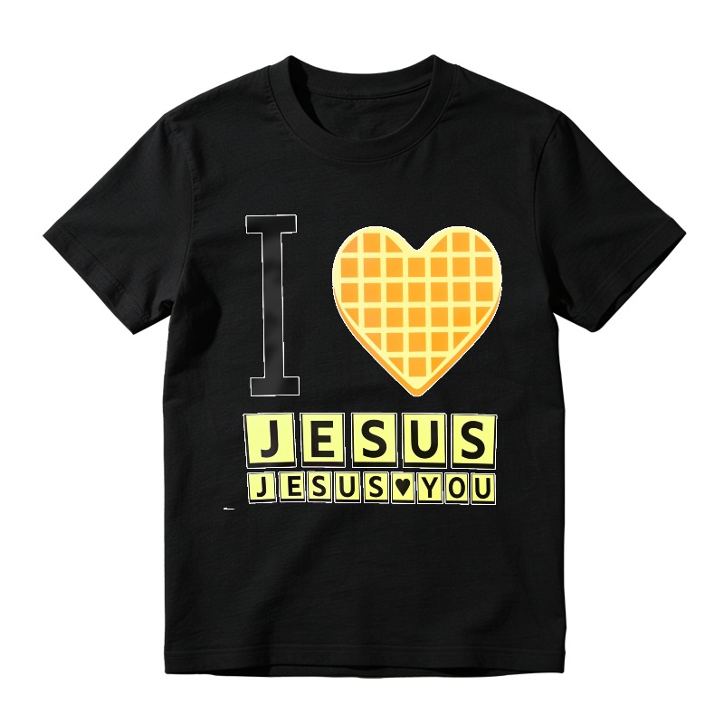 I Love Jesus Waffle Heart Typography Graphic T-shirt