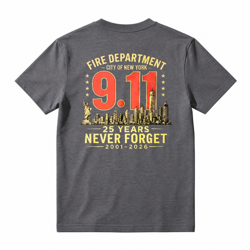 Never Forget 911 25th Anniversary NYC Fire Department T-Shirt