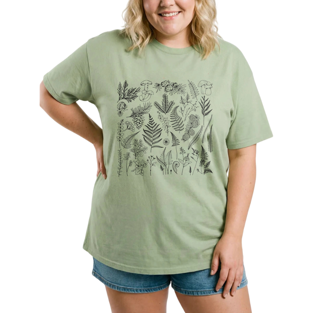 Botanical Plant Sketches Nature Design tshirt 100% cotton