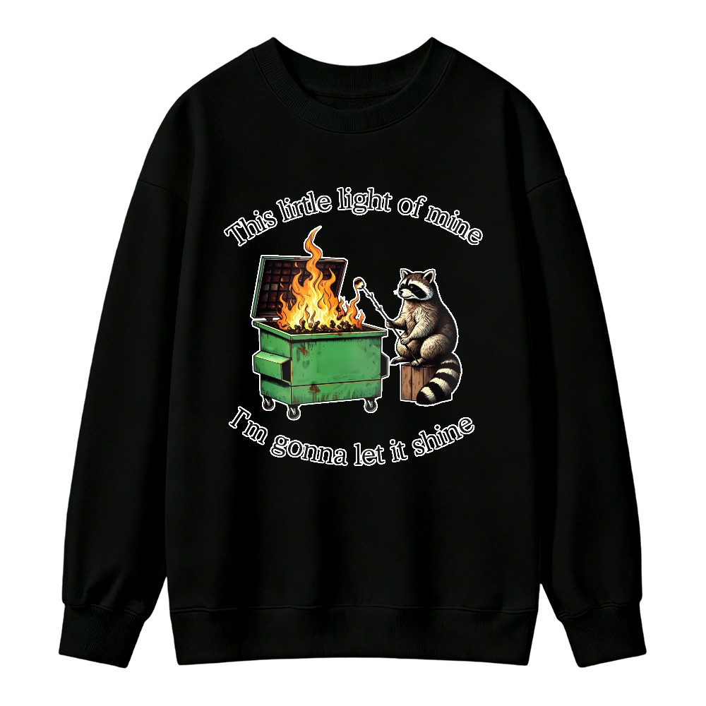 Raccoon Lighting Dumpster On Fire Unisex Crewneck Classic Sweatshirt