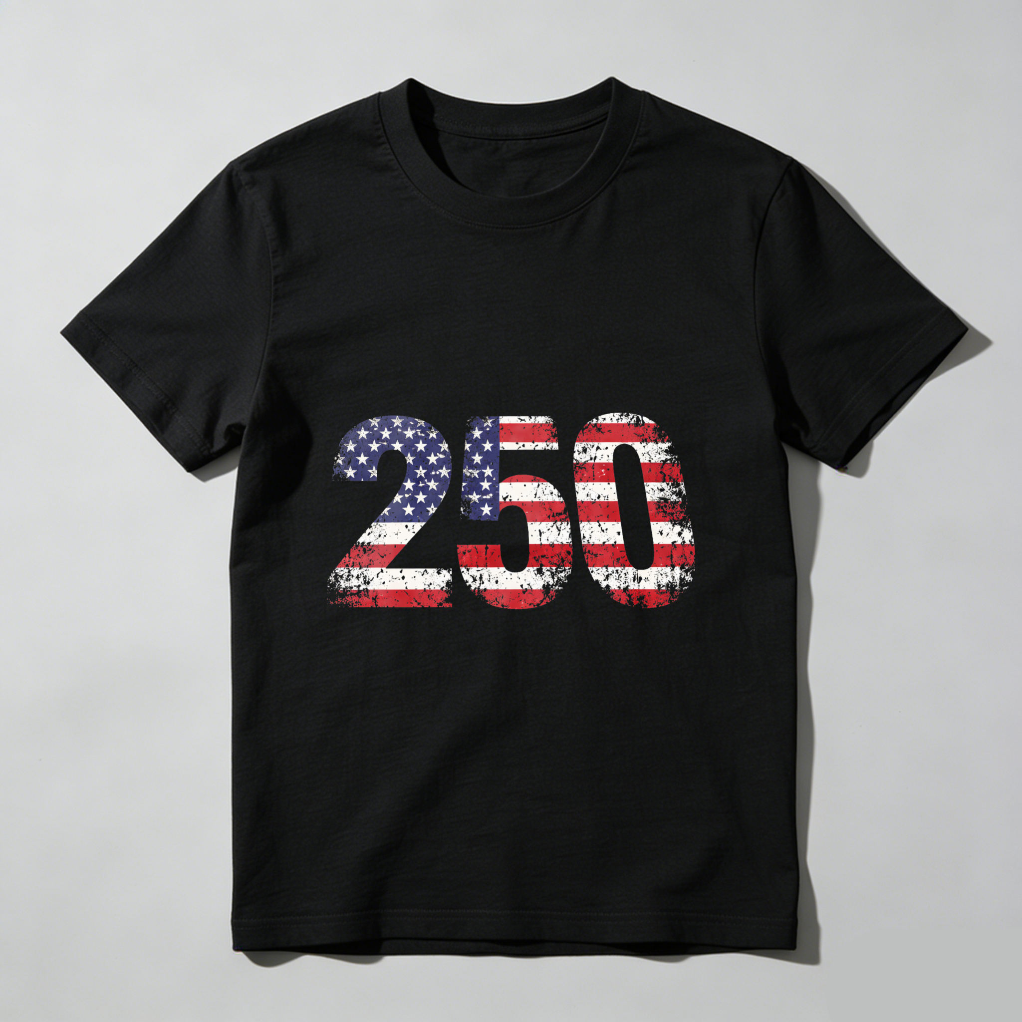 250 Usa Flag Independence Day Patriotic T-Shirt Black American Celebration Apparel