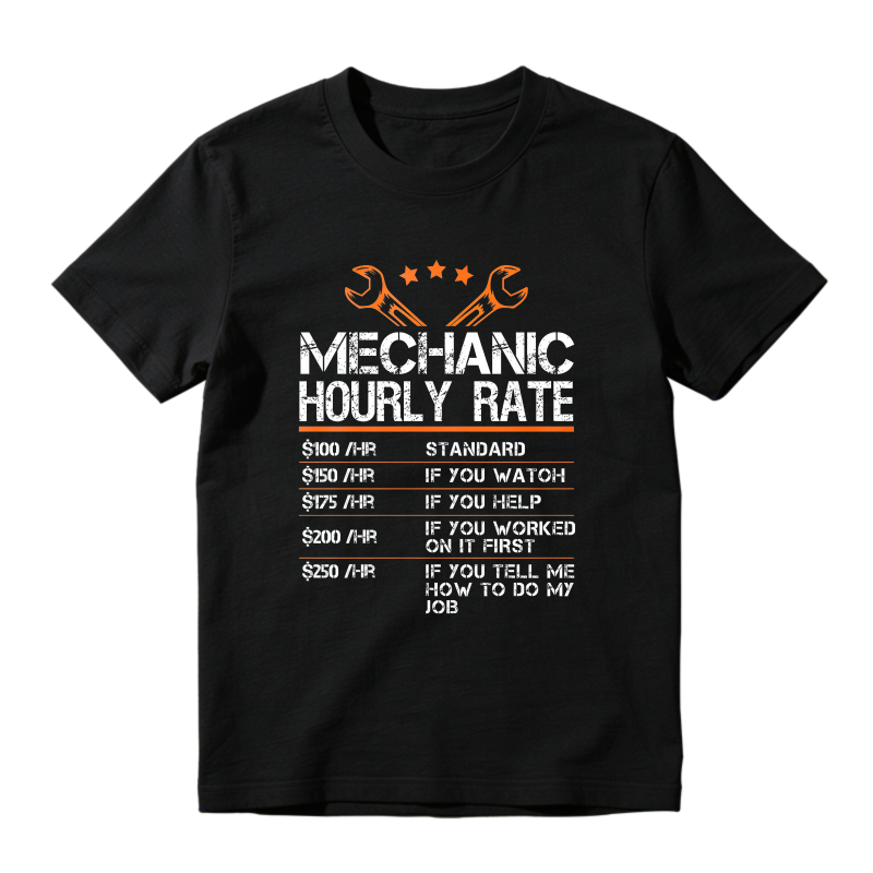 Mechanic Hourly Rate With Wrenches And Stars T-shirt