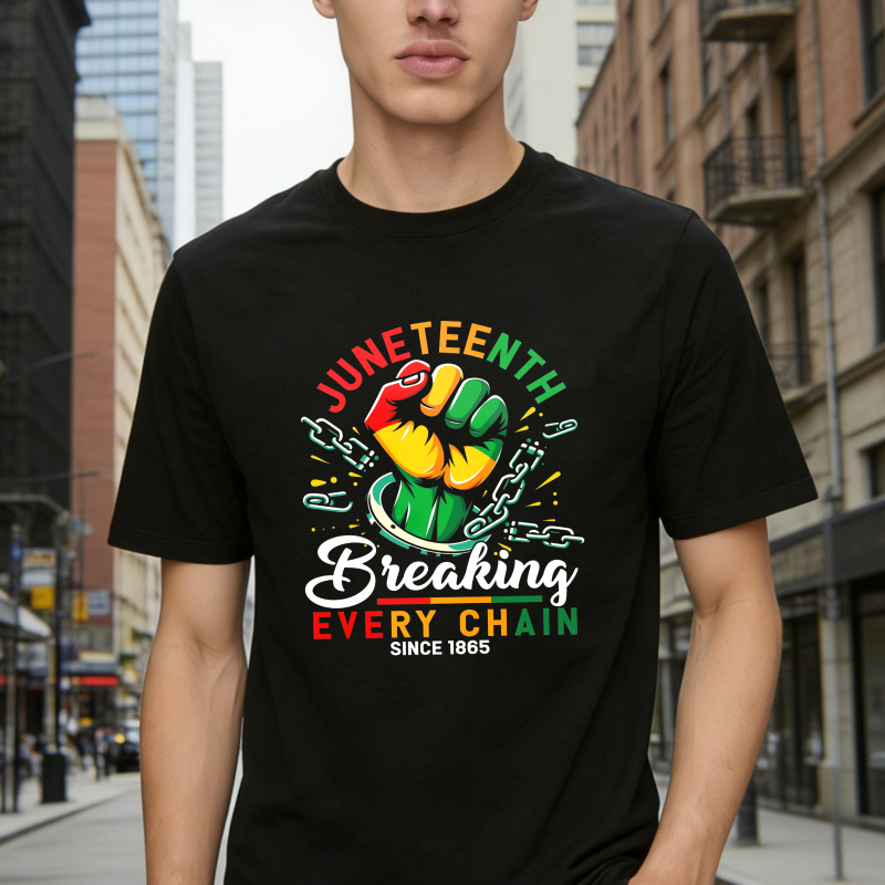 Juneteenth Breaking Every Chain Since 1865 Fist And Chains Design Unisex Classic T-shirt