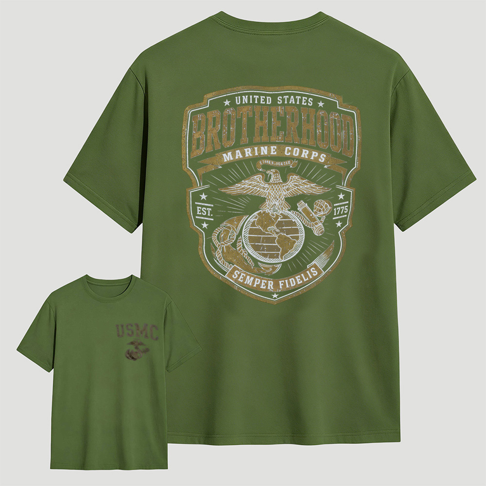Est.1775 Eagle Globe Anchor Retro Distressed Patriotic Cotton Tee For Veterans