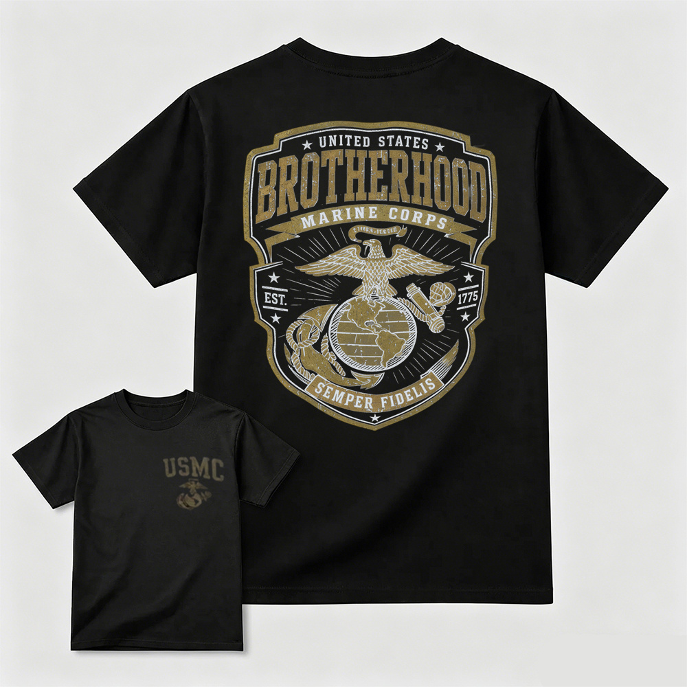 Est.1775 Eagle Globe Anchor Retro Distressed Patriotic Cotton Tee For Veterans