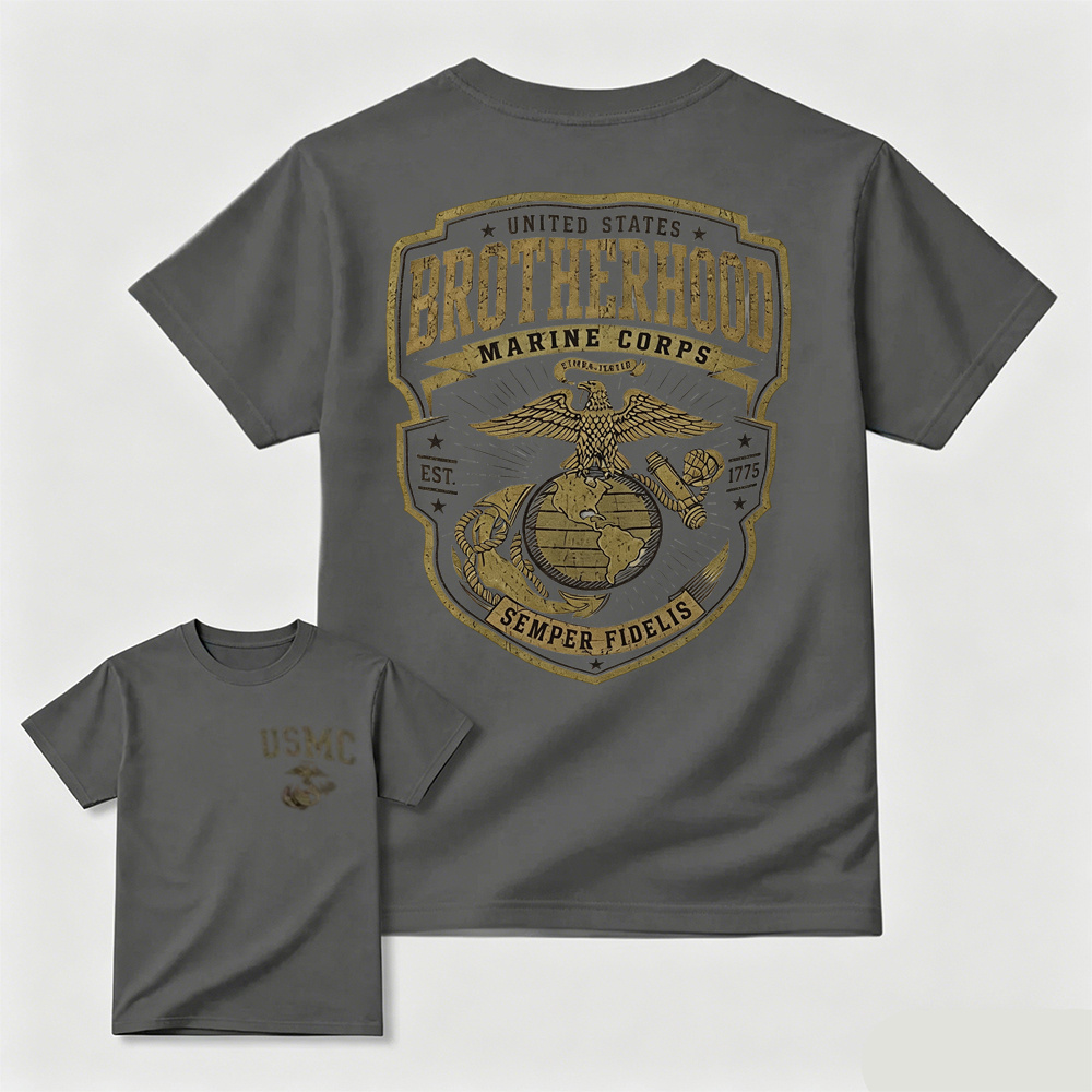 Est.1775 Eagle Globe Anchor Retro Distressed Patriotic Cotton Tee For Veterans