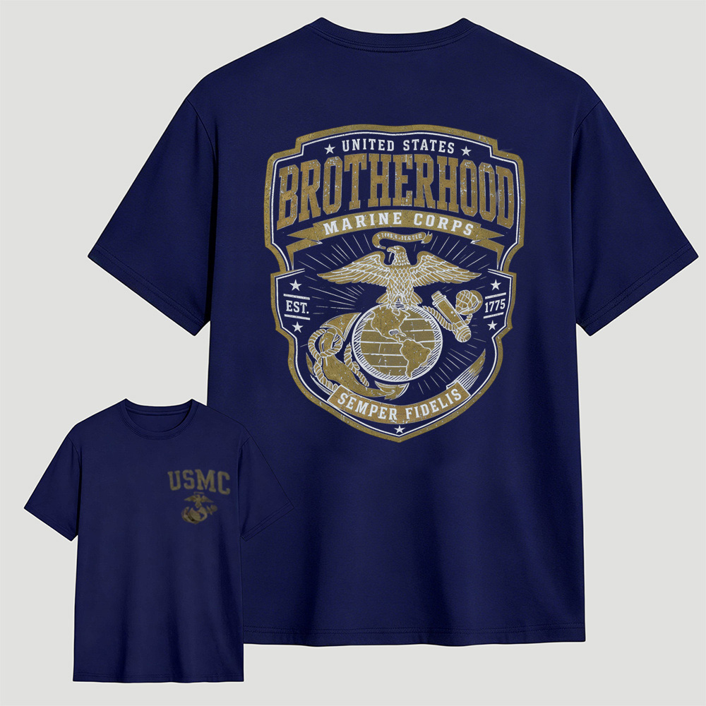 Est.1775 Eagle Globe Anchor Retro Distressed Patriotic Cotton Tee For Veterans