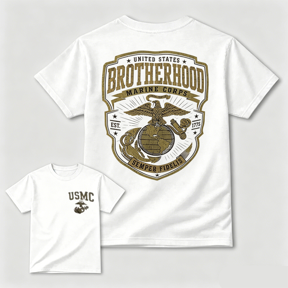 Est.1775 Eagle Globe Anchor Retro Distressed Patriotic Cotton Tee For Veterans