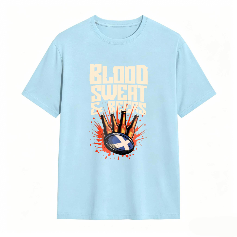 Blood Sweat And Beers Rugby Ball With Scottish Flag Design Unisex Classic T-shirt