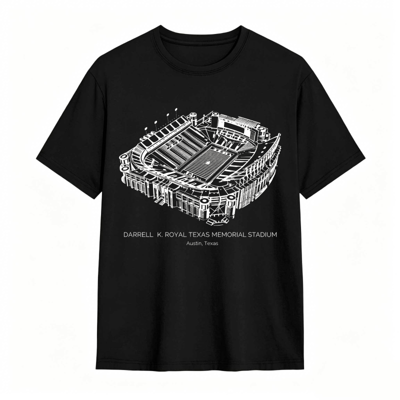 Darrell K Royal Texas Memorial Stadium Austin Texas Architectural Sketch T-shirt