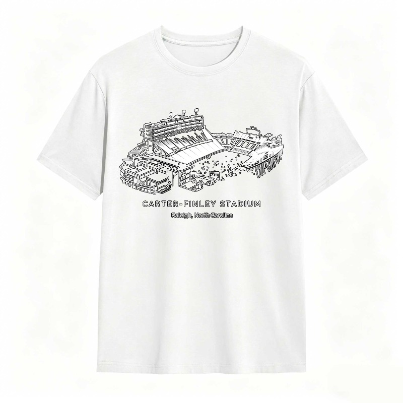 Carter Finley Stadium Raleigh North Carolina Stadium Line Art Design T-shirt
