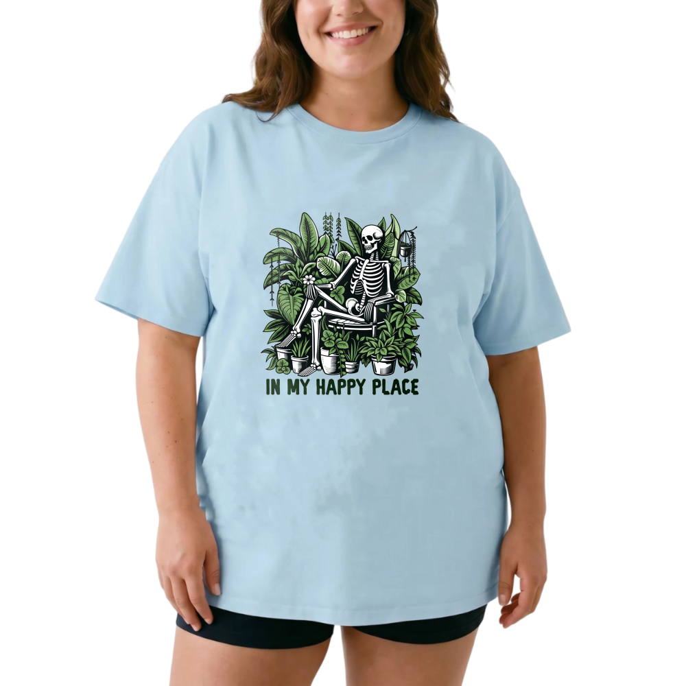 Skeleton Gardening With Plants And Tools tshirt 100% cotton