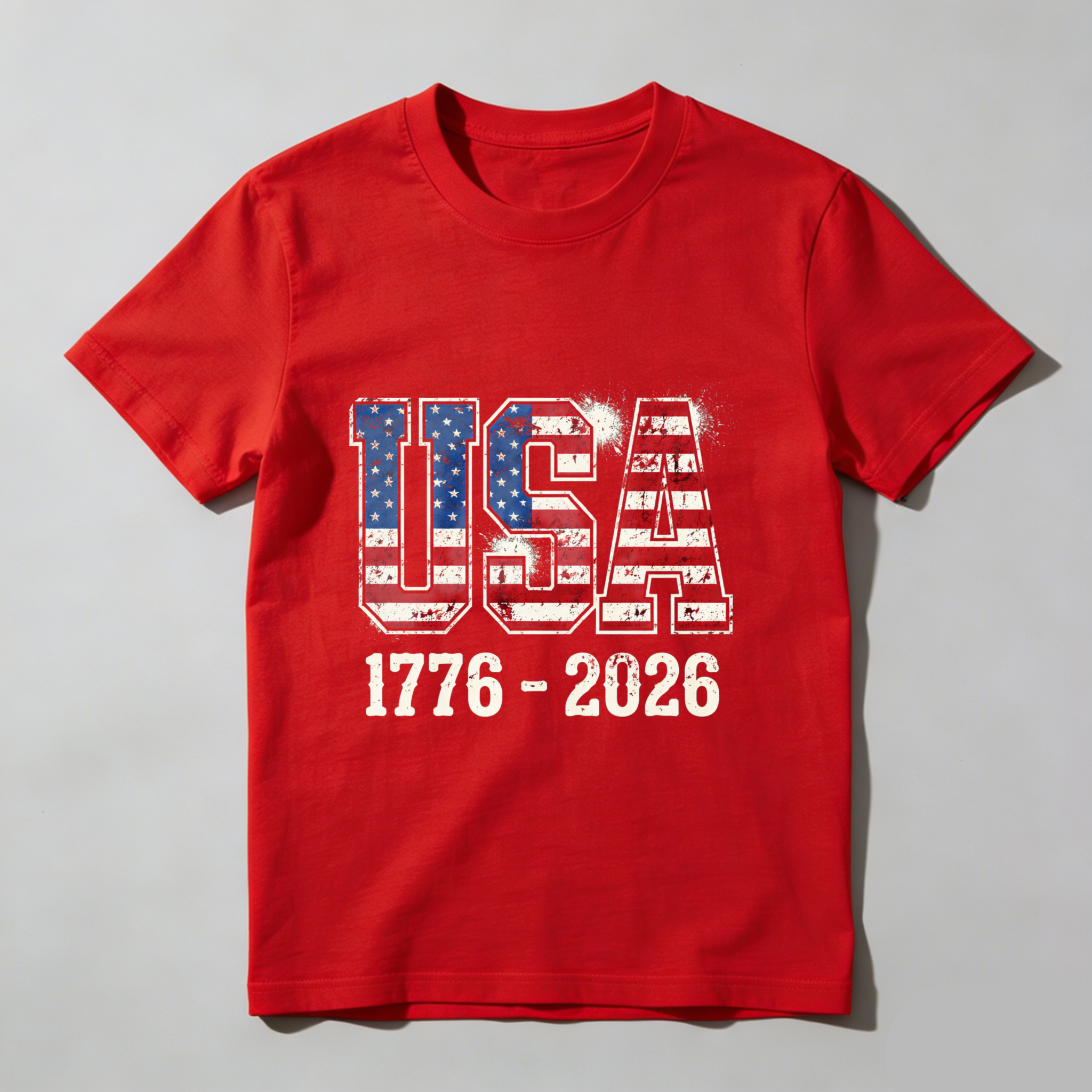 Usa 1776 2026 Independence Day Patriotic T-Shirt American Flag Design Black Men Women Shirt